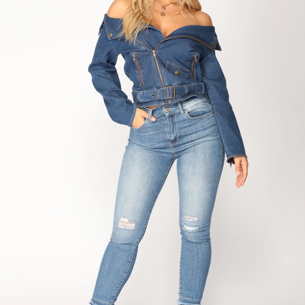 Fashion Nova ONCE IN A WHILE OFF THE SHOULDER JACKET